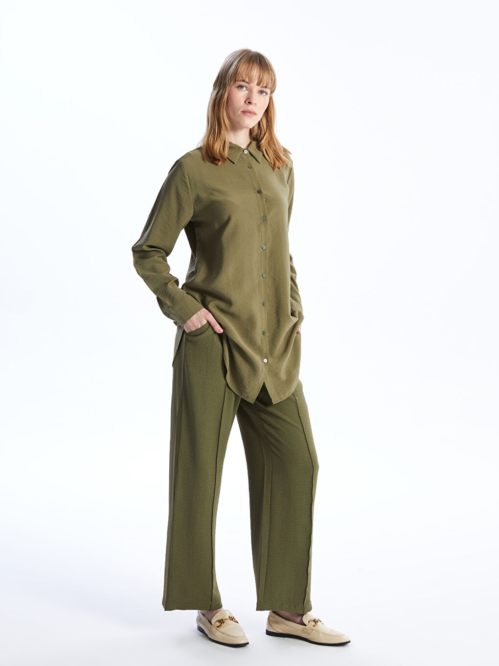 Elasticated Waist Relaxed Fit Women's Trousers -S4BD17Z8-HDQ