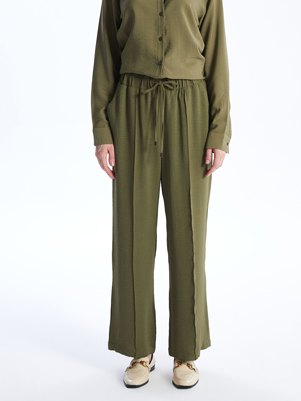Elasticated Waist Relaxed Fit Women's Trousers -S4BD17Z8-HDQ