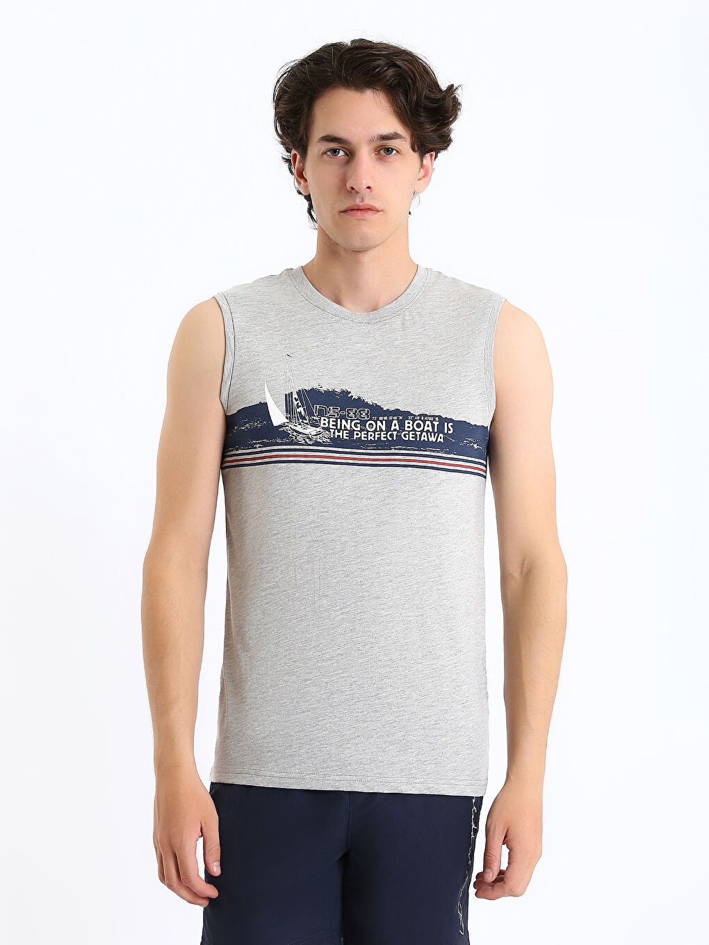 Crew Neck Printed Men's Sleeveless T-Shirt-1
