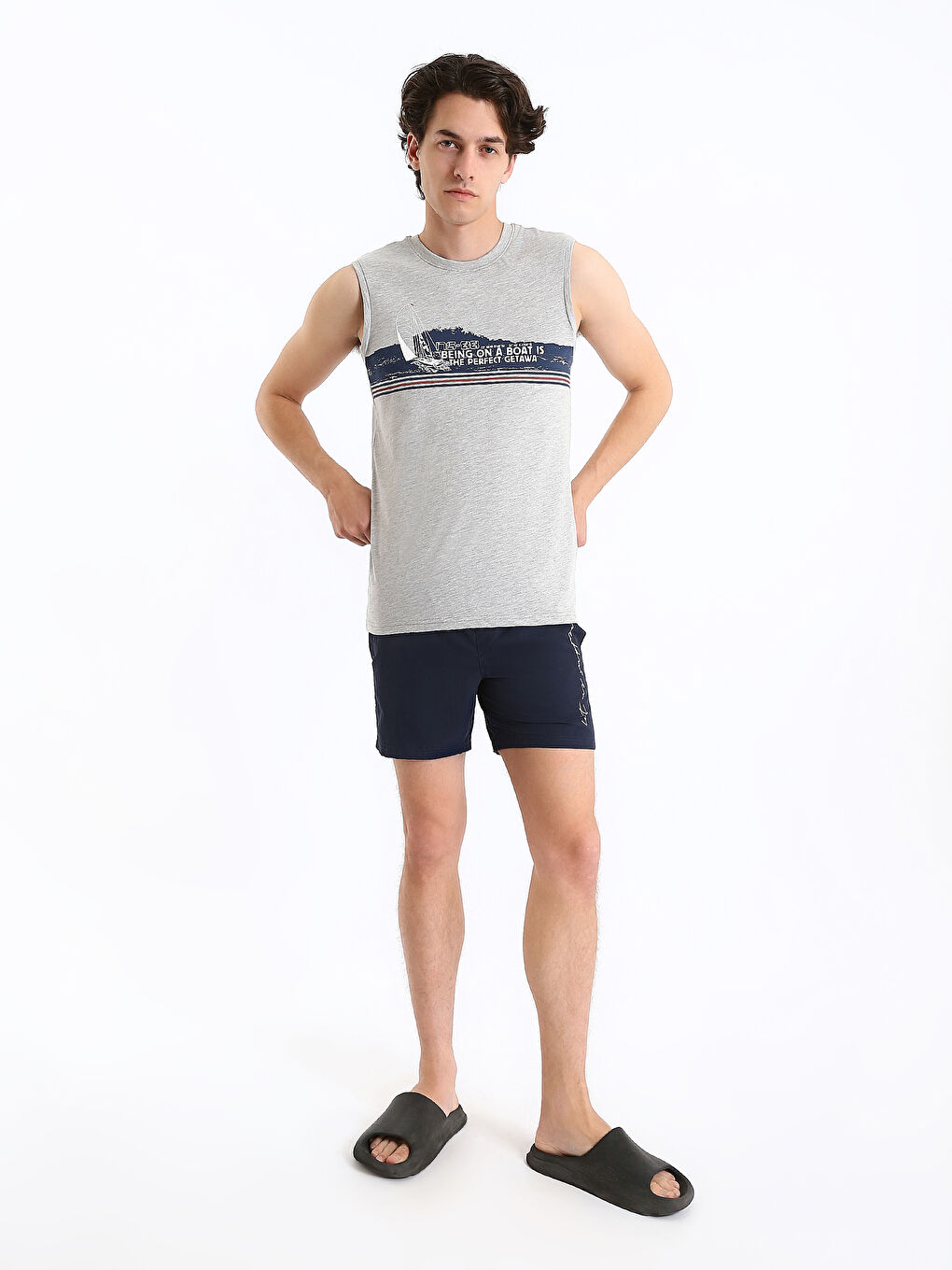Crew Neck Printed Men's Sleeveless T-Shirt-2