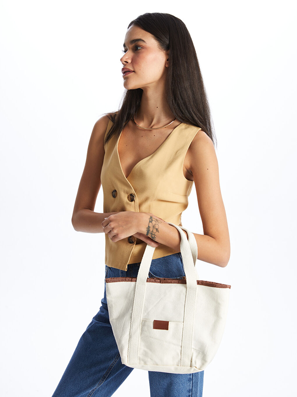 Bej Çıt Çıt Kapamalı Kadın Kol Çantası-1