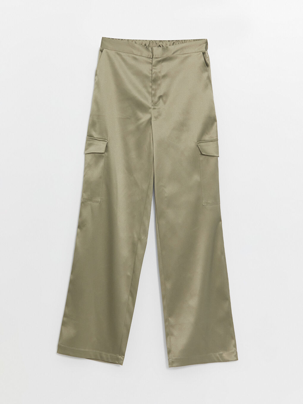 Әйелдерге арналған серпімді белді өрнексіз сатин шалбар-5