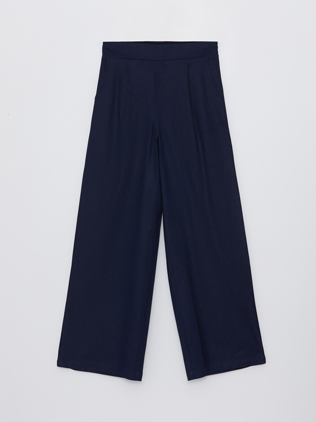 Elastic Waist Plain Wide Leg Women's Trousers-5