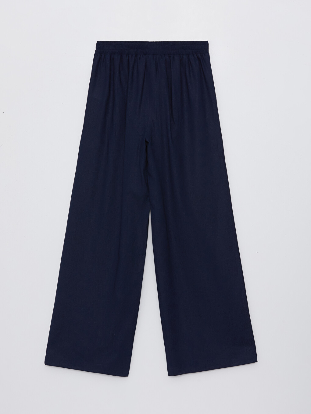Elastic Waist Plain Wide Leg Women's Trousers-6