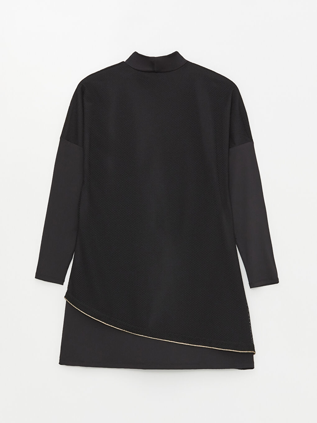 Siyah Dik Yaka Desenli Kadın Tesettür Mayo Üst-1