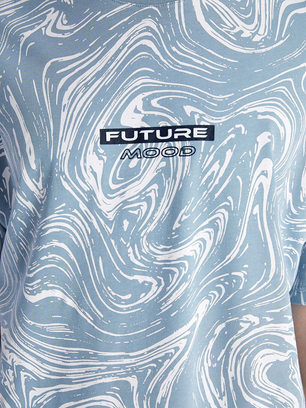 Mavi Bisiklet Yaka Kısa Kollu Erkek Pijama Üst-1