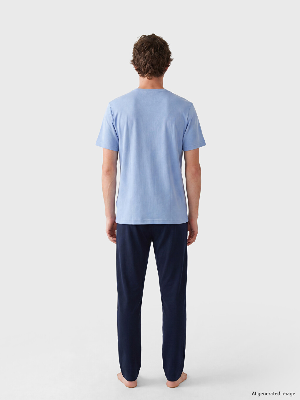 Lacivert Standart Kalıp Erkek Pijama Takımı-3