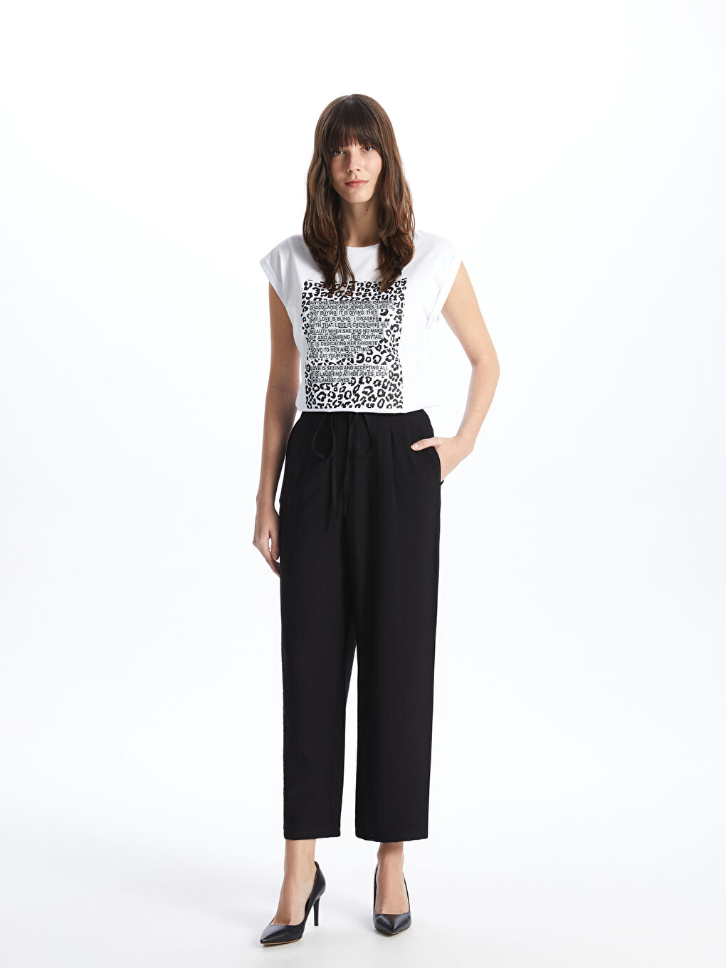 LCWAIKIKI Classic Elasticated Waist Plain Wide Leg Women's Trousers -S4BE85Z8-CVL