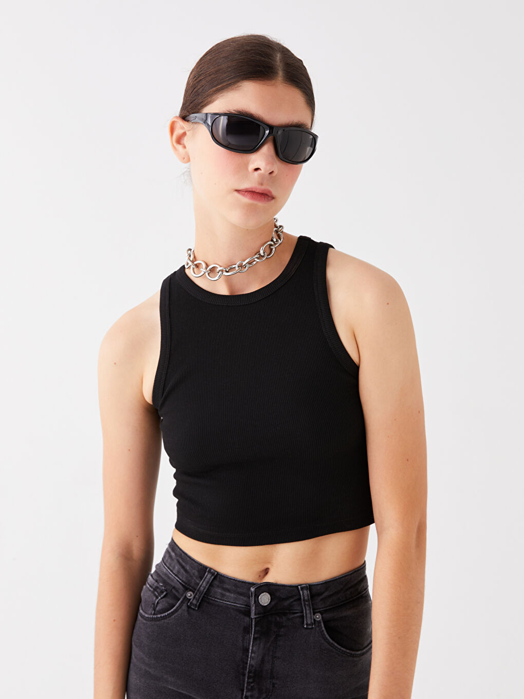 Women's Crew Neck Plain Crop -S4BE91Z8-CVL