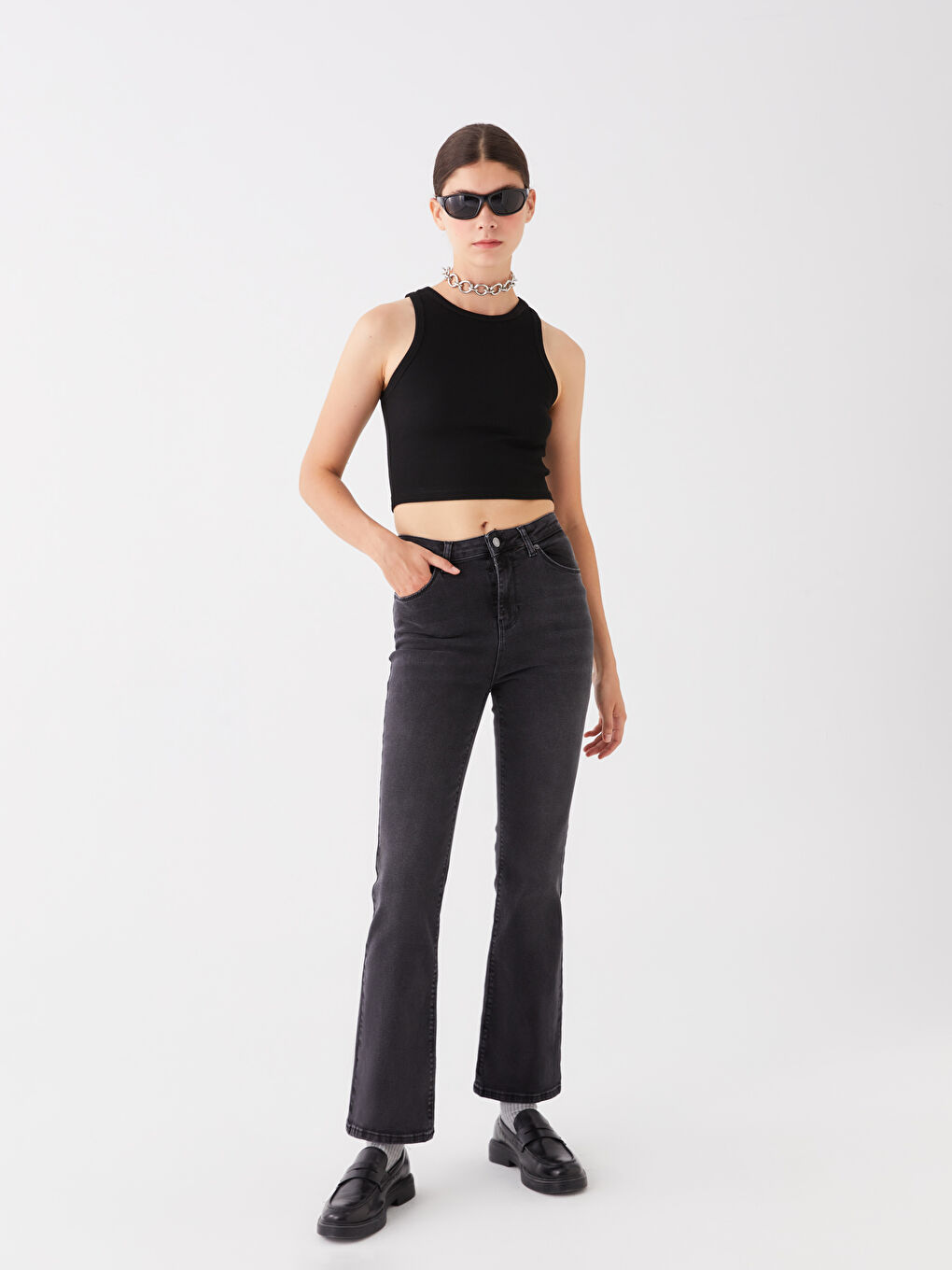 Women's Crew Neck Plain Crop -S4BE91Z8-CVL