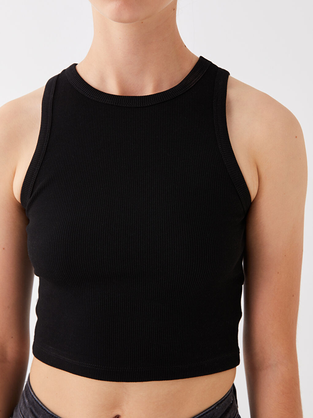 Women's Crew Neck Plain Crop -S4BE91Z8-CVL