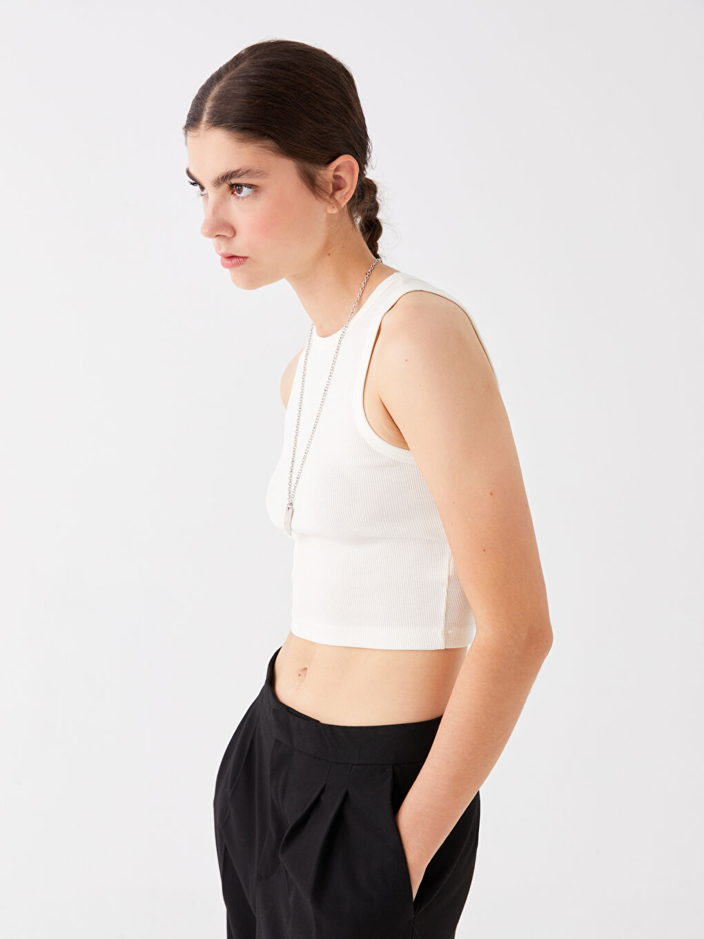 Women's Crew Neck Plain Crop -S4BE91Z8-R9J