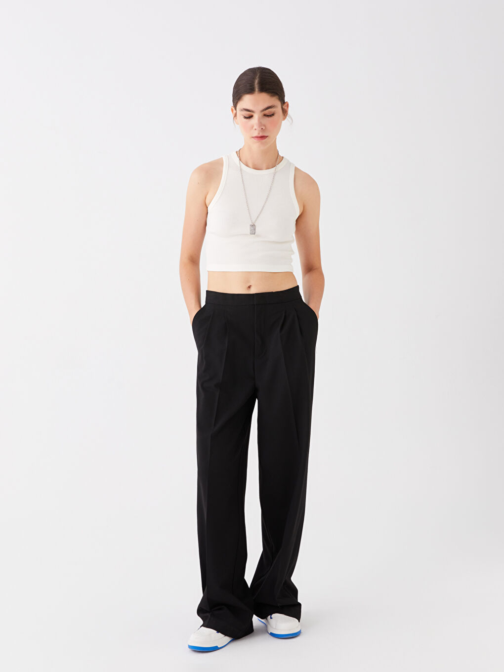 Women's Crew Neck Plain Crop -S4BE91Z8-R9J