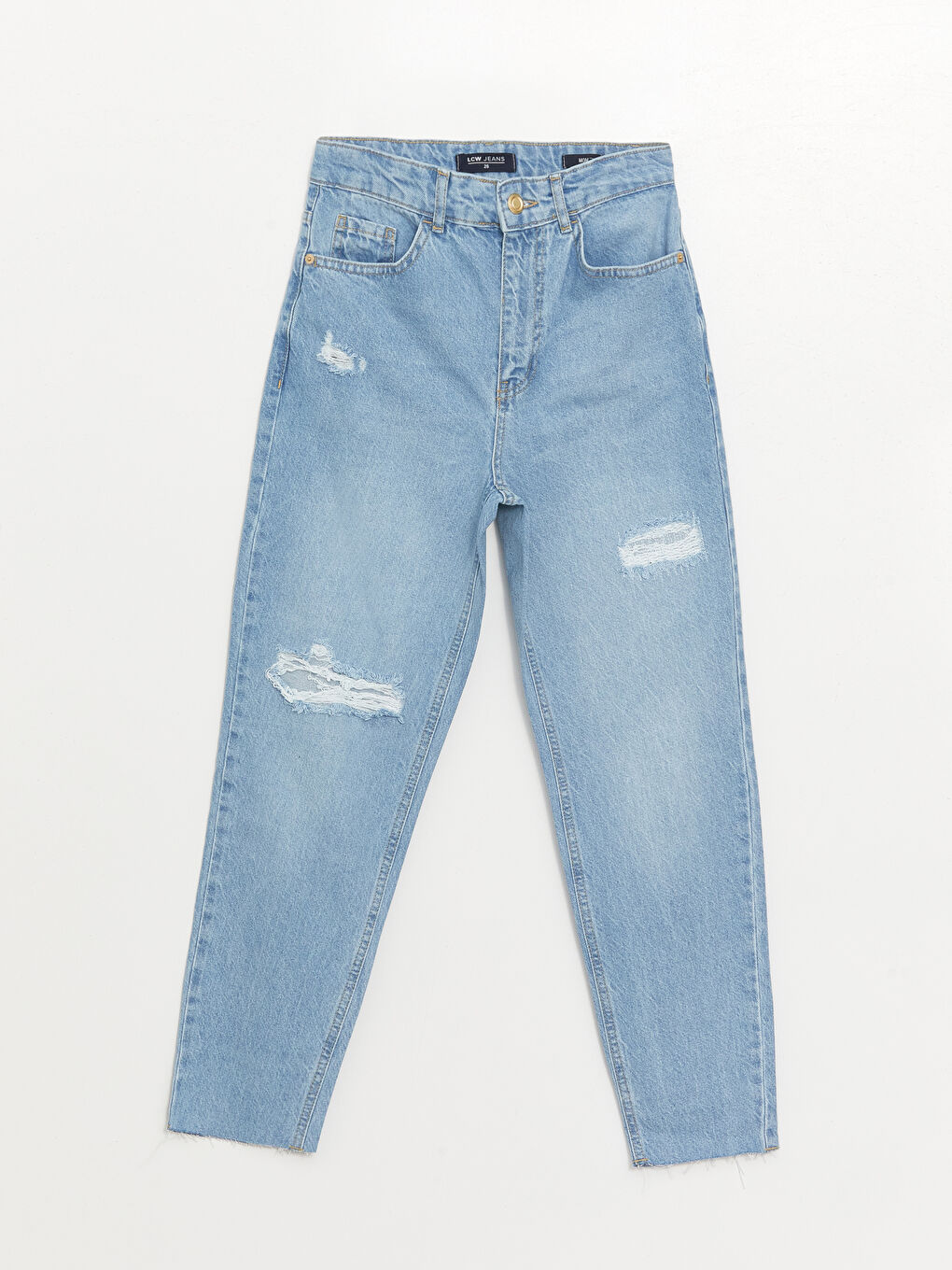 LCW Jeans Orta İndigo Rodeo Mom Fit Yırtık Detaylı Kadın Jean Pantolon - 5