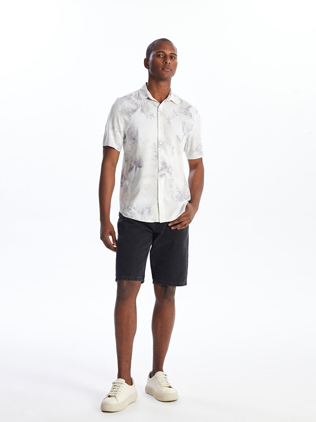 Рубашка Мужская Узорчатая Стандартного Кроя С Коротким Рукавом-2