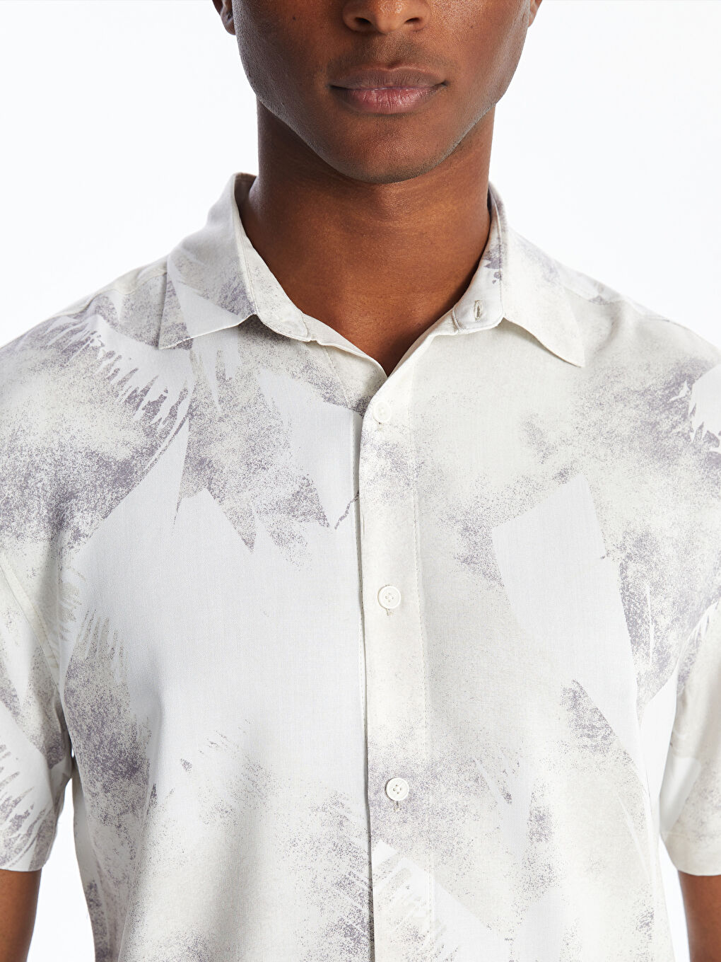 Рубашка Мужская Узорчатая Стандартного Кроя С Коротким Рукавом-3