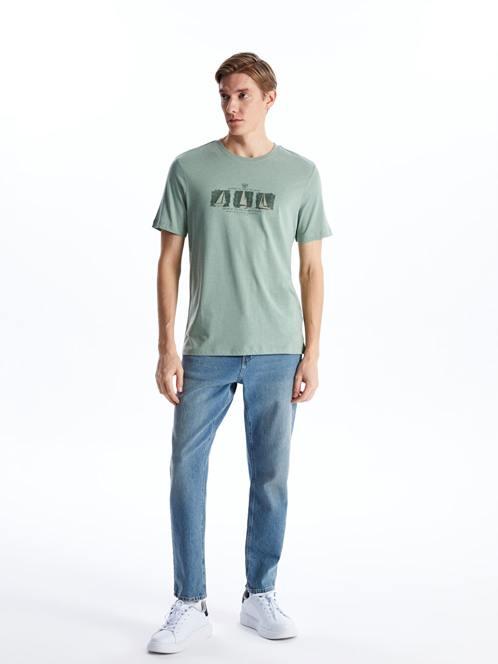 Crew Neck Short Sleeve Printed Combed Cotton Men's T-shirt -S4BF20Z8-LAF