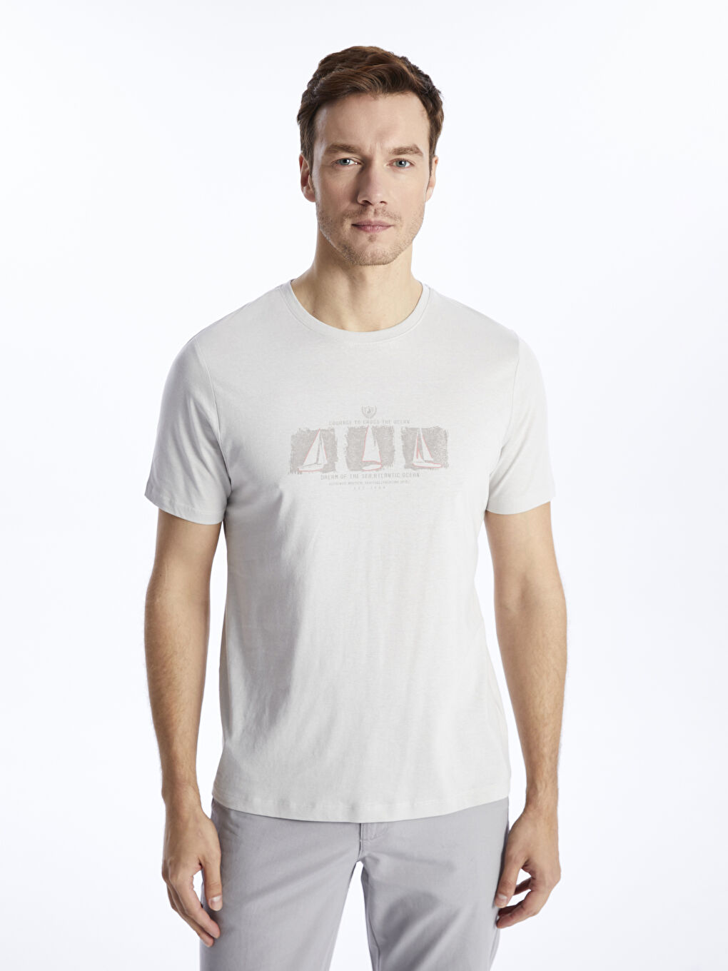 Crew Neck Short Sleeve Printed Combed Cotton Men's T-shirt -S4BF20Z8-P7S