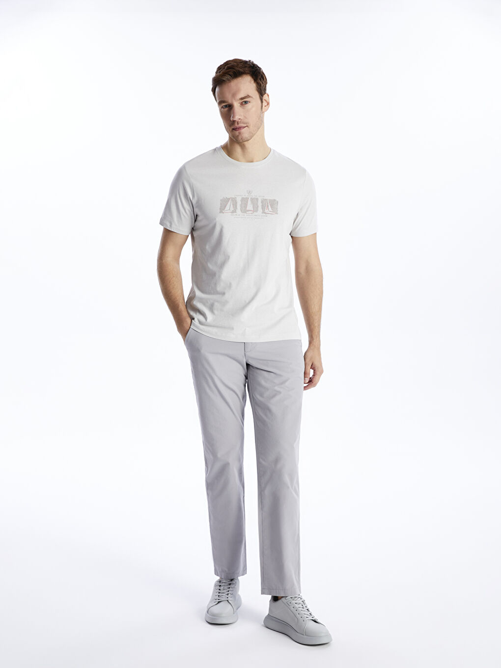 Crew Neck Short Sleeve Printed Combed Cotton Men's T-shirt -S4BF20Z8-P7S