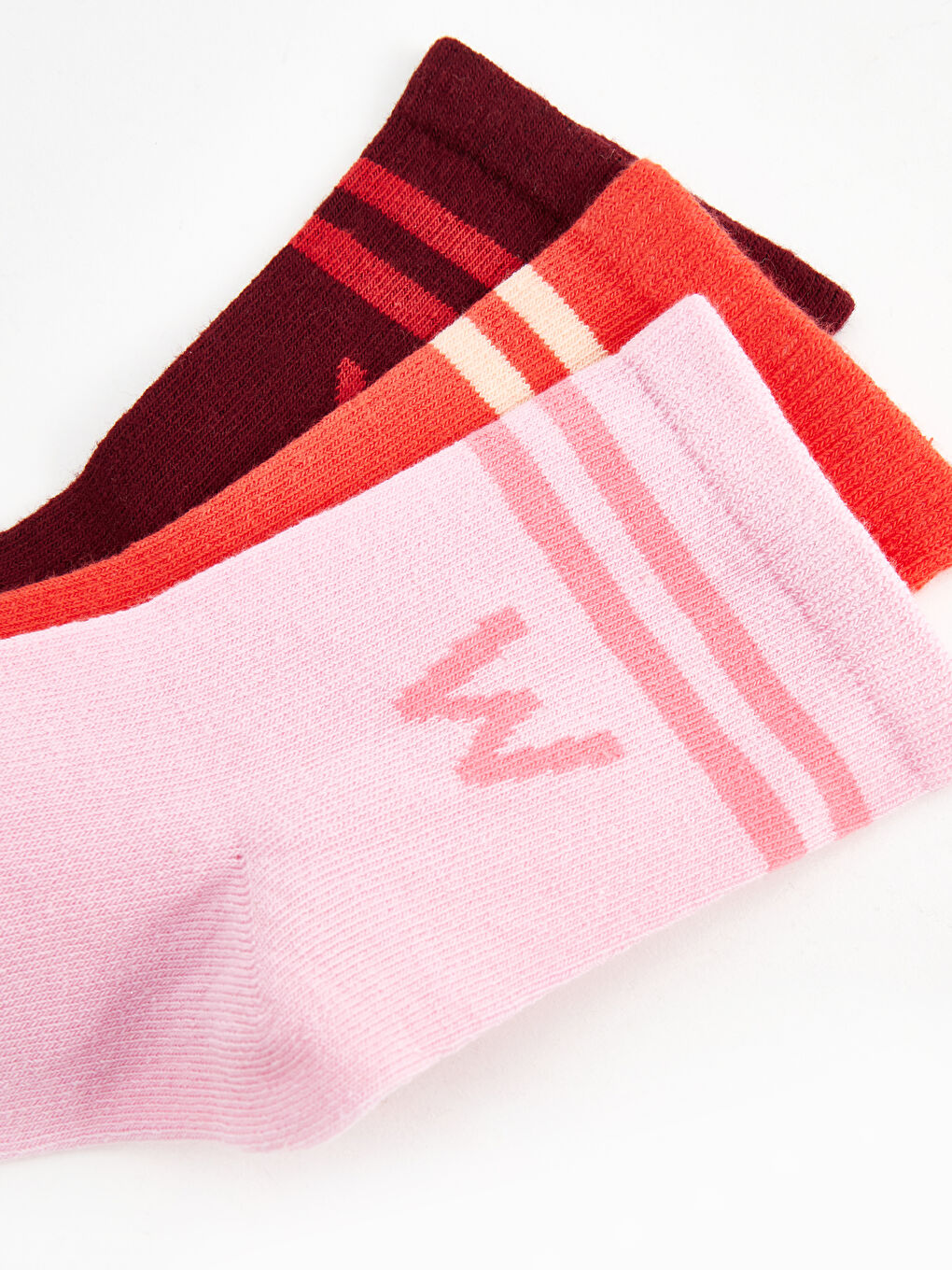 Pembe Desenli Kız Çocuk Soket Çorap 3'lü-2