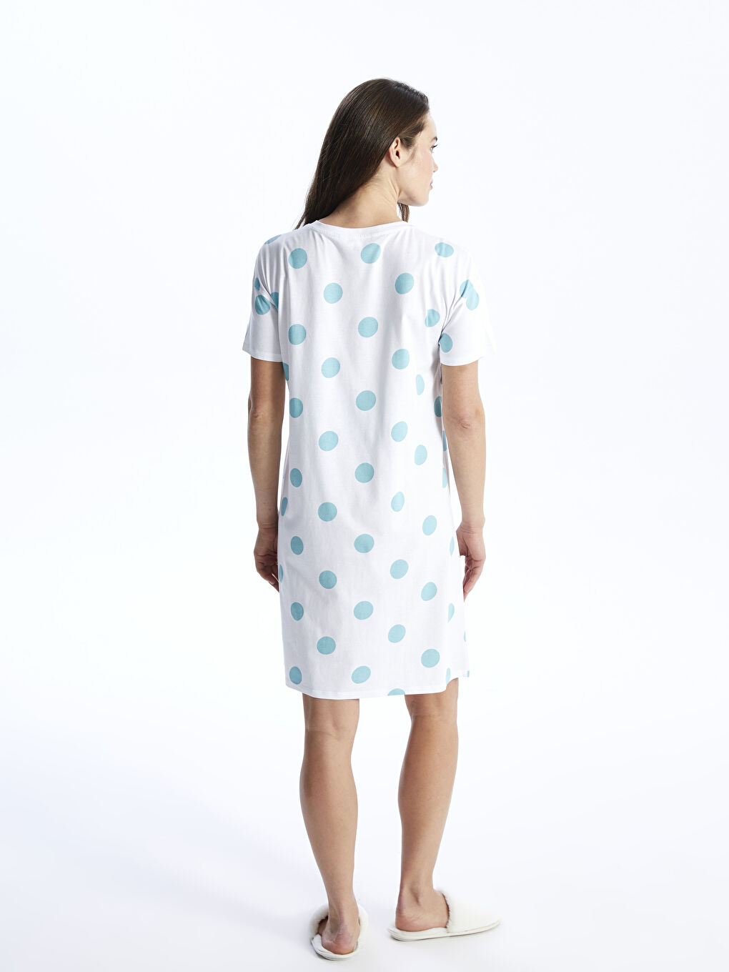 Rundhalsausschnitt Bedrucktes Kurzarm Mutterschafts-Nachthemd-4