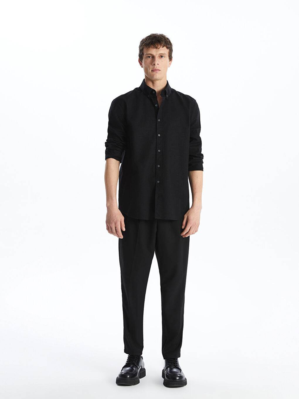 Slim Fit Long Sleeve Poplin Men's Shirt -S4BF53Z8-CVL