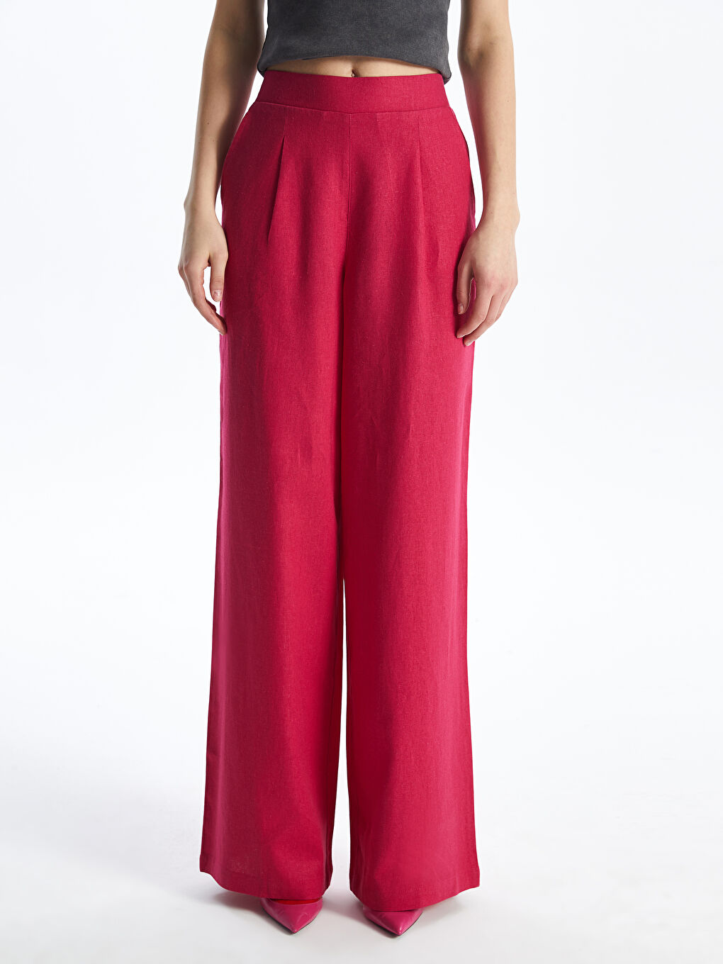 LCW Vision Pantalone od mešavine lana sa elastičnim strukom za žene -S4BF75Z8-VHH