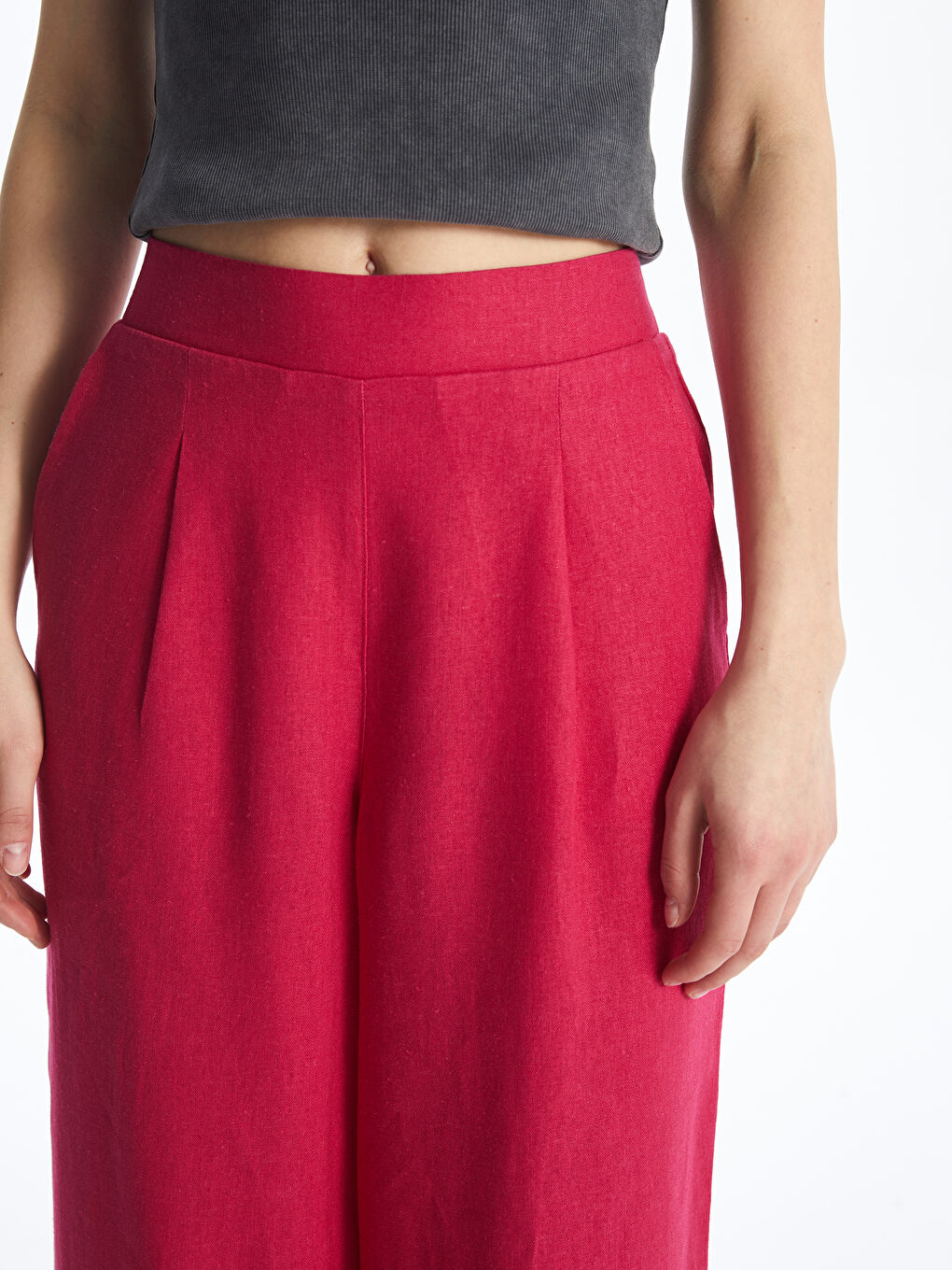 LCW Vision Pantalone od mešavine lana sa elastičnim strukom za žene -S4BF75Z8-VHH