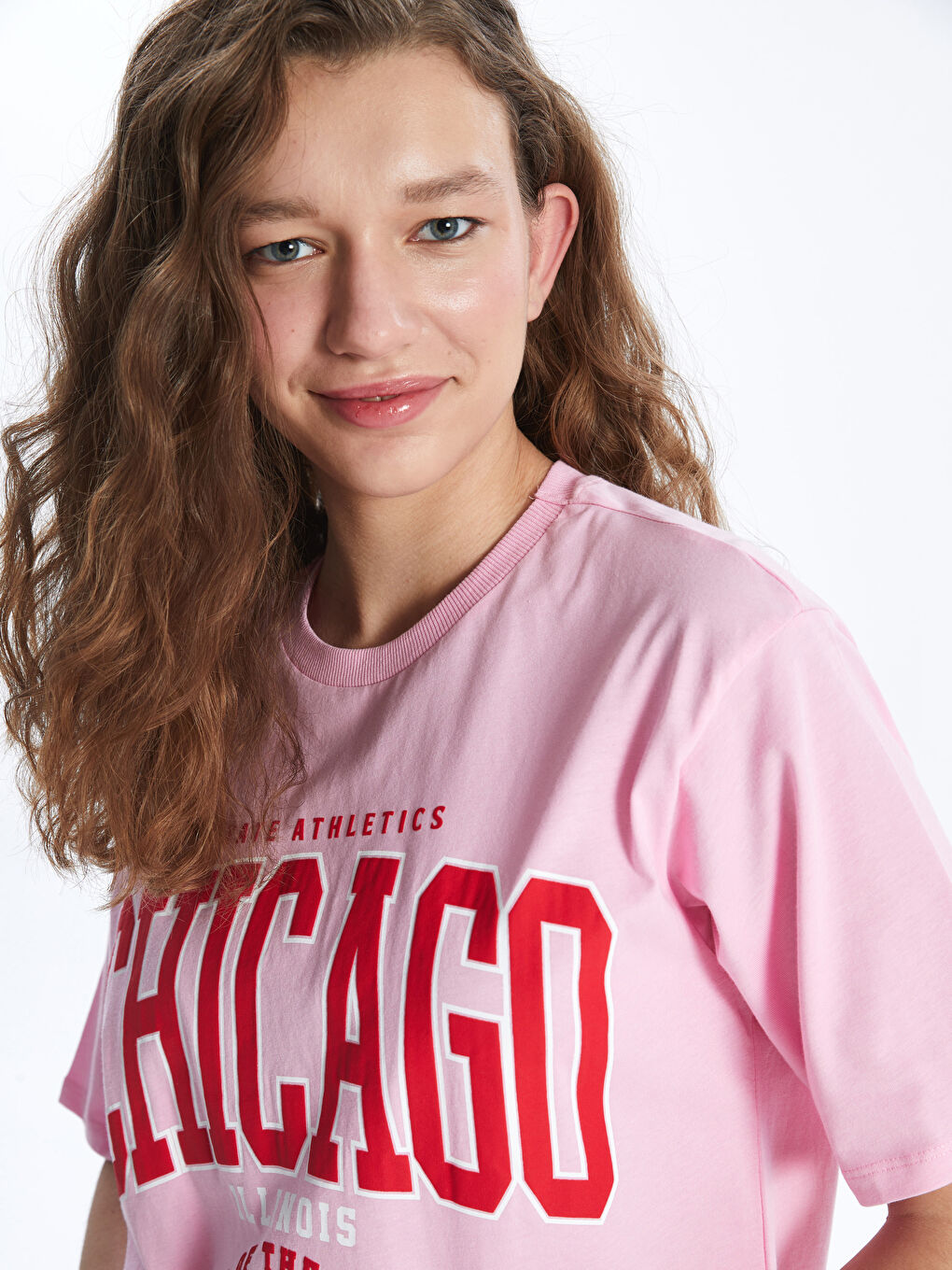 T-shirt Oversize à Manches Courtes Imprimé à Col Rond pour Femmes-1