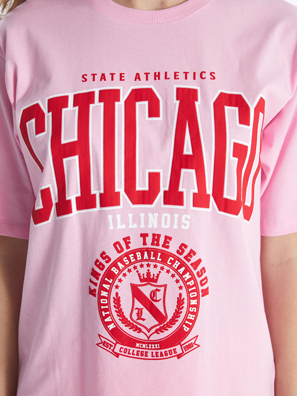 T-shirt Oversize à Manches Courtes Imprimé à Col Rond pour Femmes-3