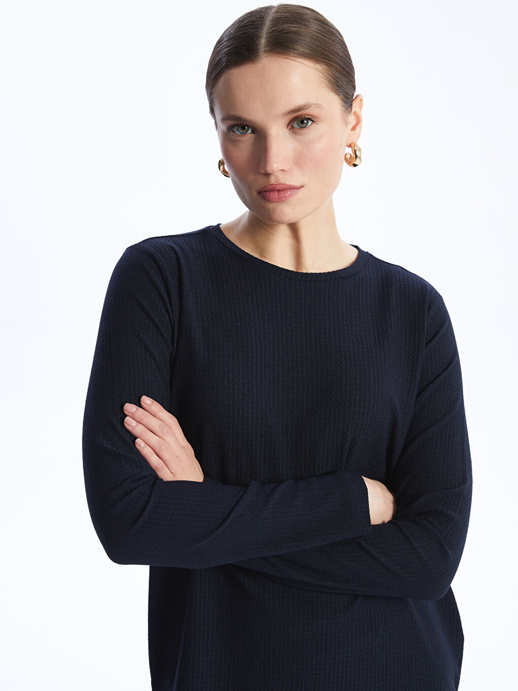 Women's Crew Neck Plain Tunic-1