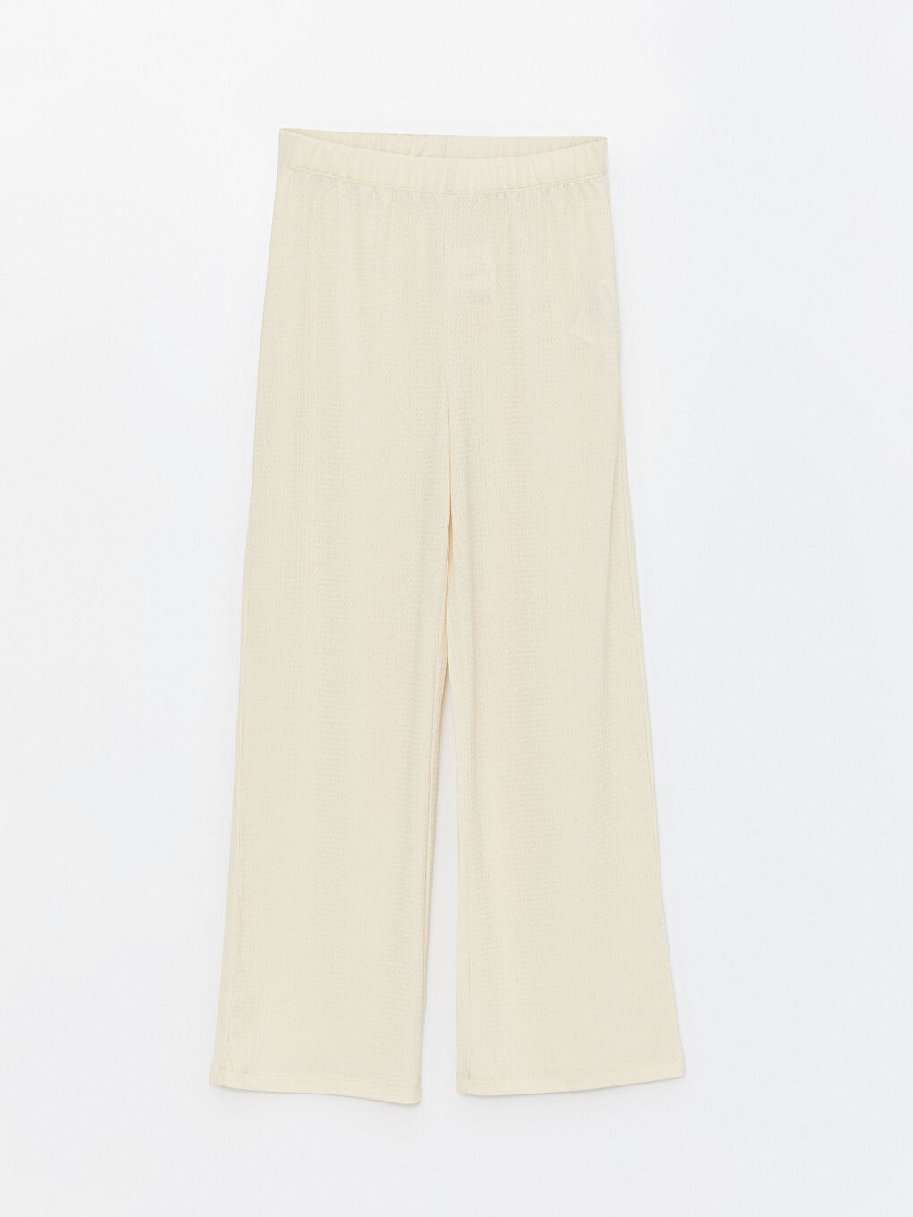 بنطلون واسع الساق سادة بخصر مرن للسيدات-5