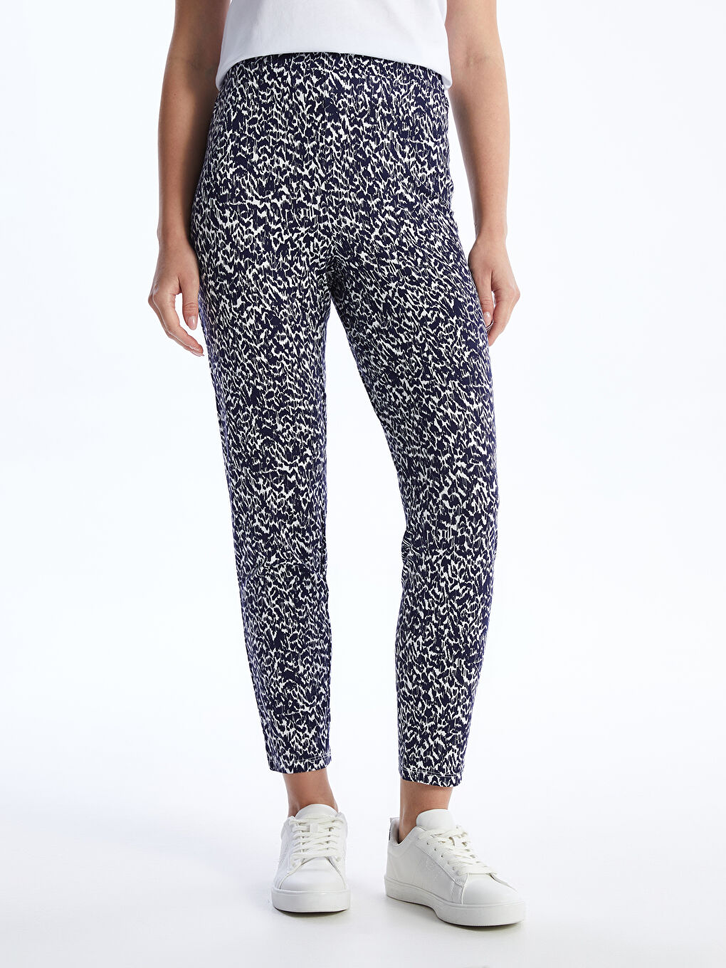 Elasticated Waist Patterned Women's Trousers-2