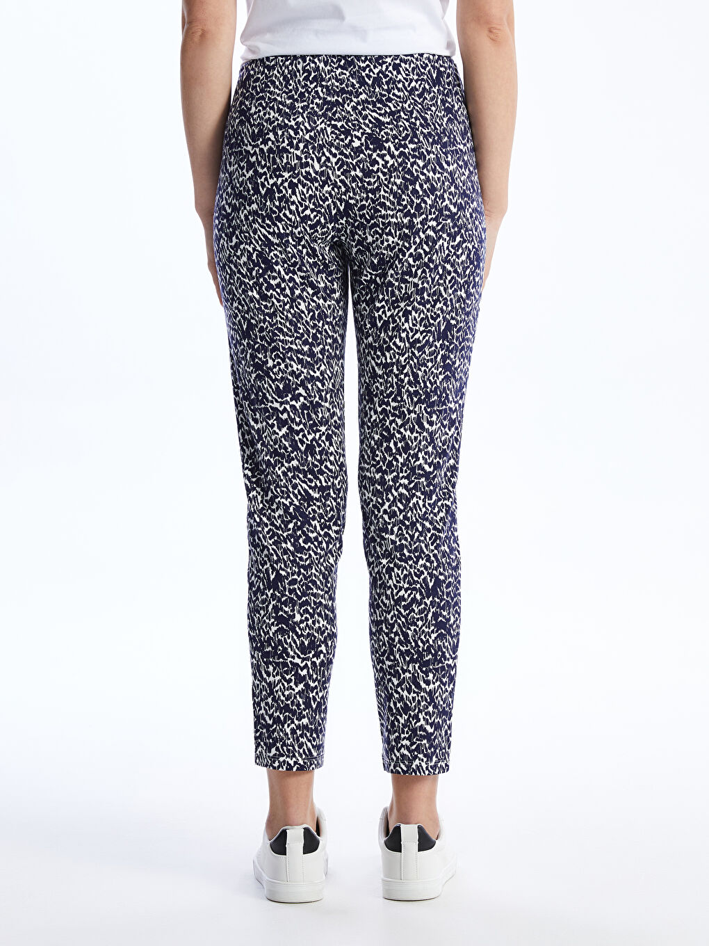 Elasticated Waist Patterned Women's Trousers-3