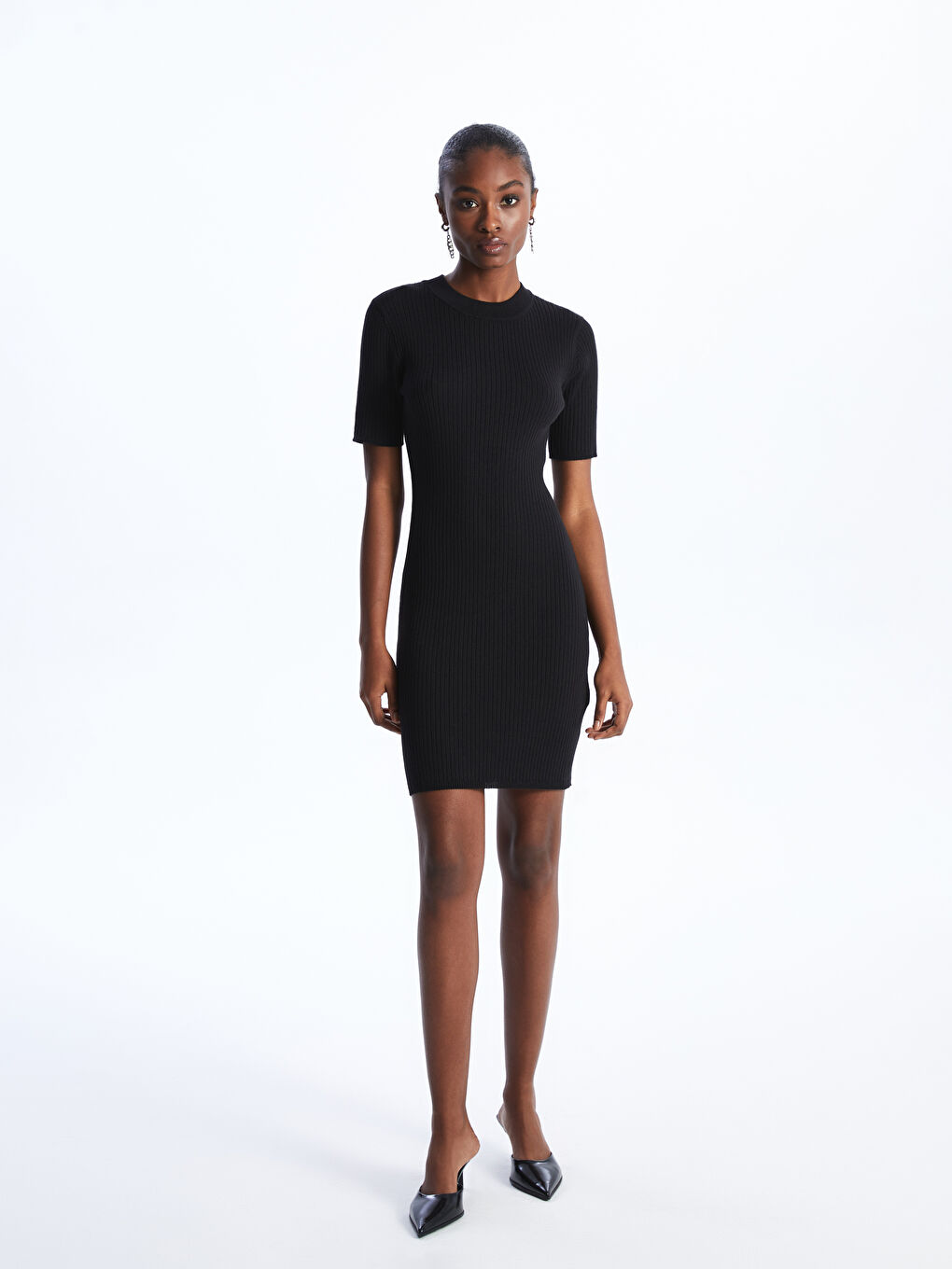 LC Waikiki Crew Neck Plain Short Sleeve Women's Knitwear Dress -S4BF92Z8-RQN