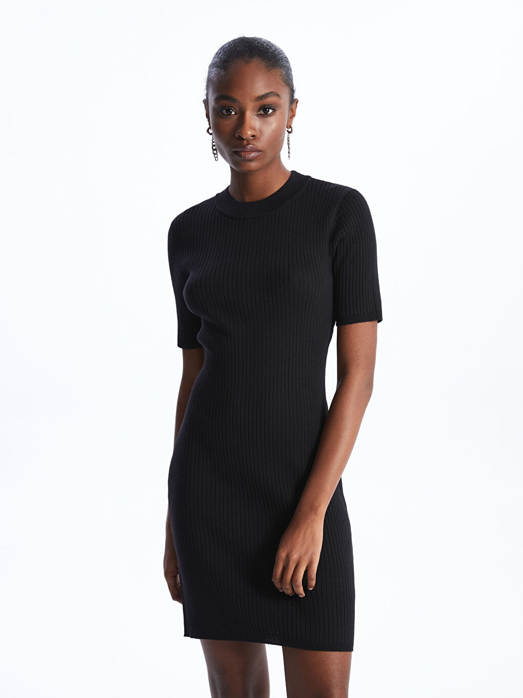 LC Waikiki Crew Neck Plain Short Sleeve Women's Knitwear Dress -S4BF92Z8-RQN