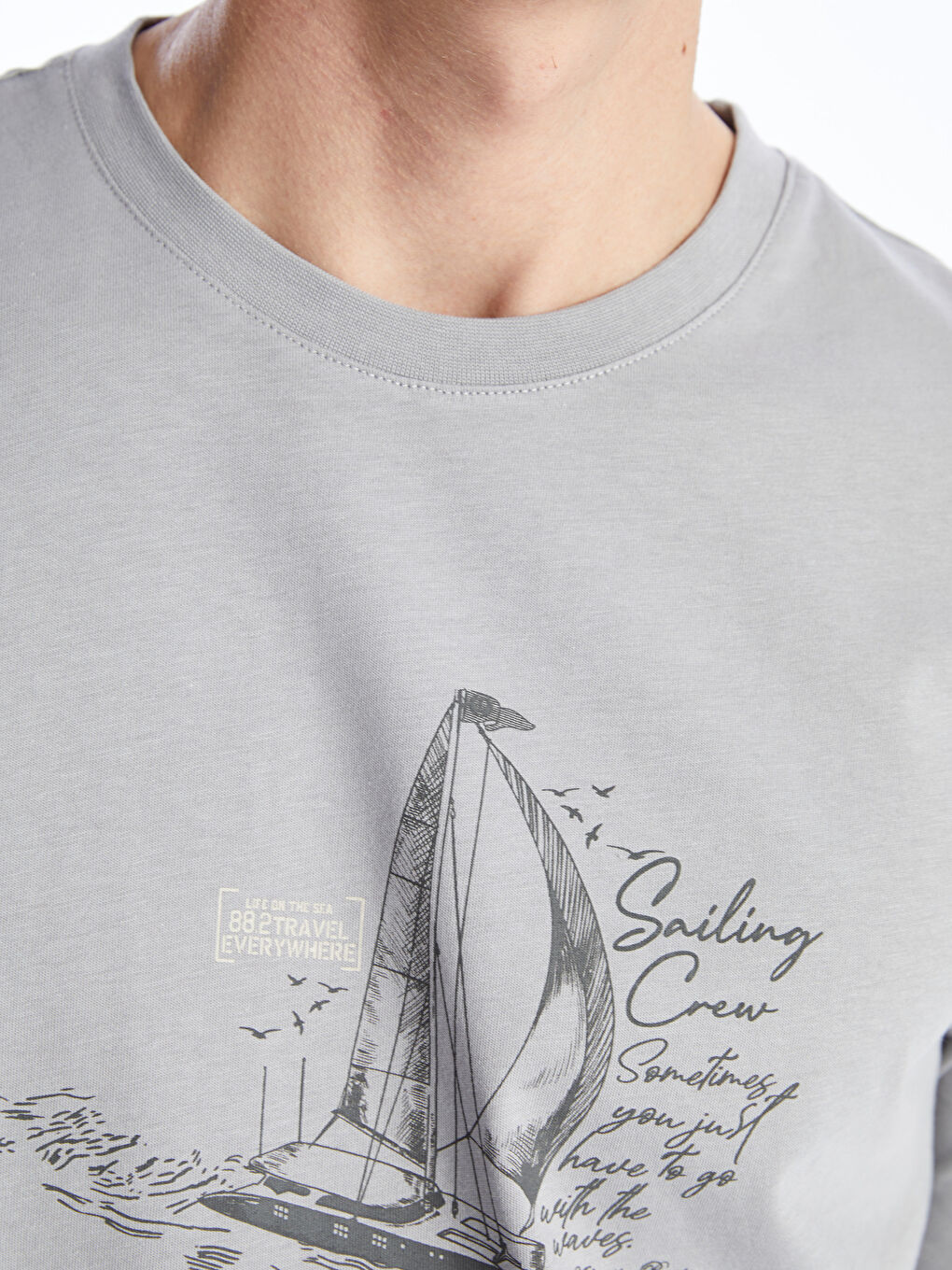 Crew Neck Short Sleeve Printed Combed Cotton Men's T-shirt -S4BG04Z8-SLH