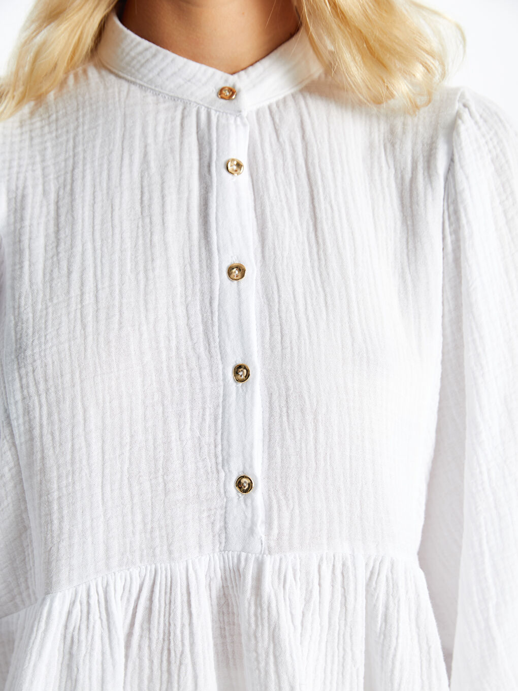 Grandad Collar Plain Long Sleeve Oversize Women's Tunic-3