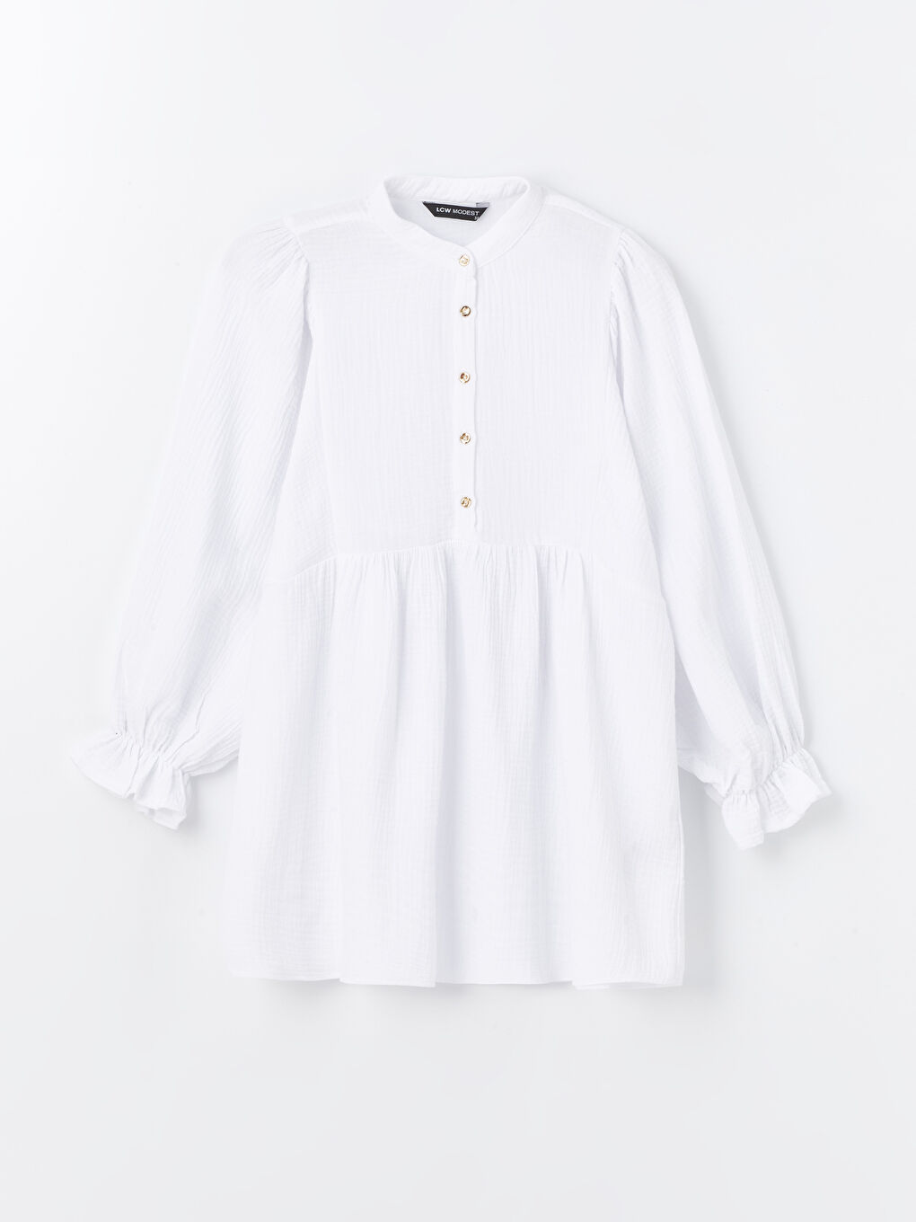 Grandad Collar Plain Long Sleeve Oversize Women's Tunic-5