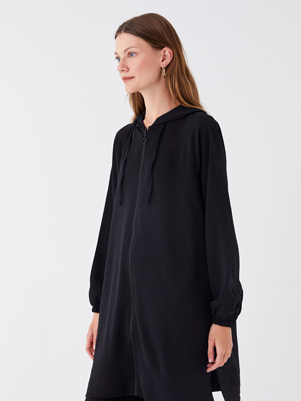 Hooded Regular Long Sleeve Oversize Women's Tunic -S4BG20Z8-HUC