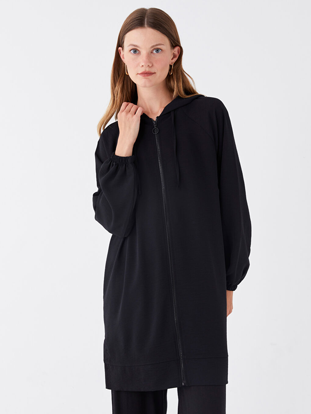Hooded Regular Long Sleeve Oversize Women's Tunic -S4BG20Z8-HUC