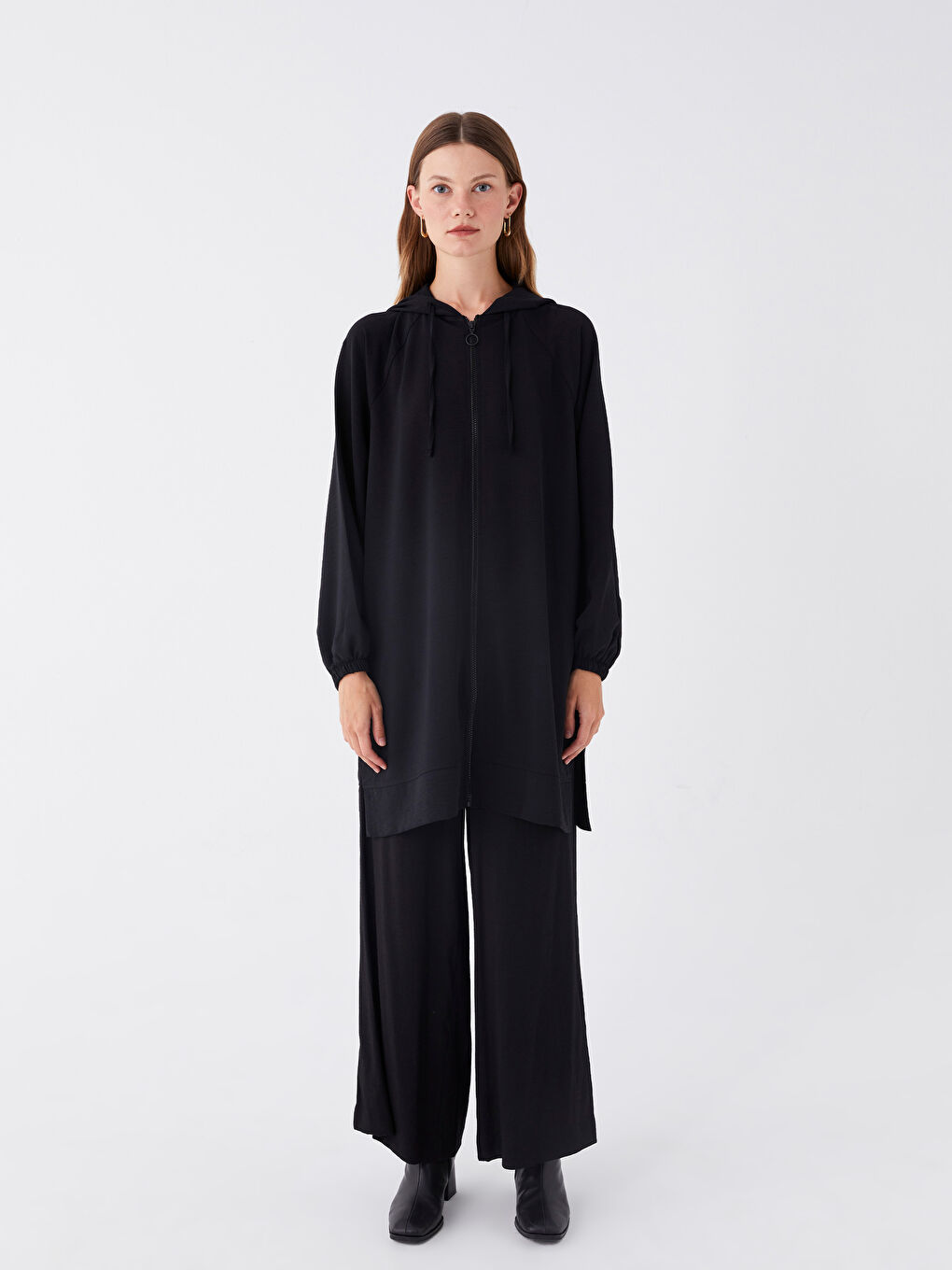 Hooded Regular Long Sleeve Oversize Women's Tunic -S4BG20Z8-HUC