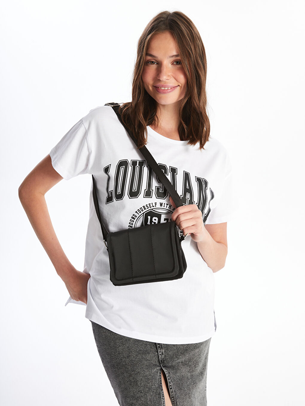 LCW ACCESSORIES Siyah Deri Görünümlü Kadın Çapraz Çanta
