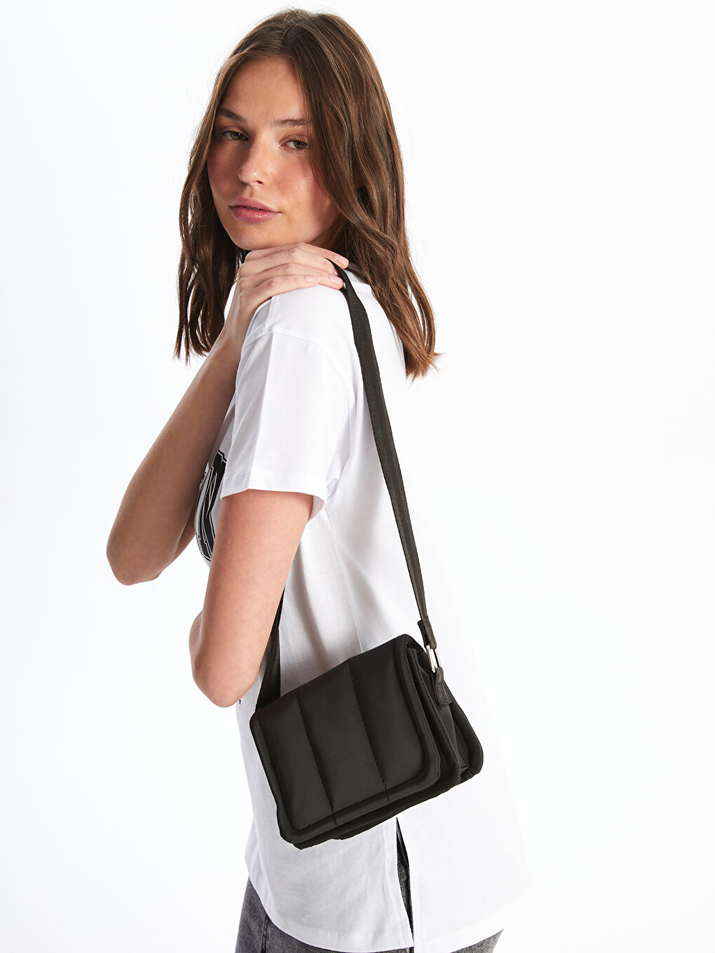 LCW ACCESSORIES Siyah Deri Görünümlü Kadın Çapraz Çanta - 1