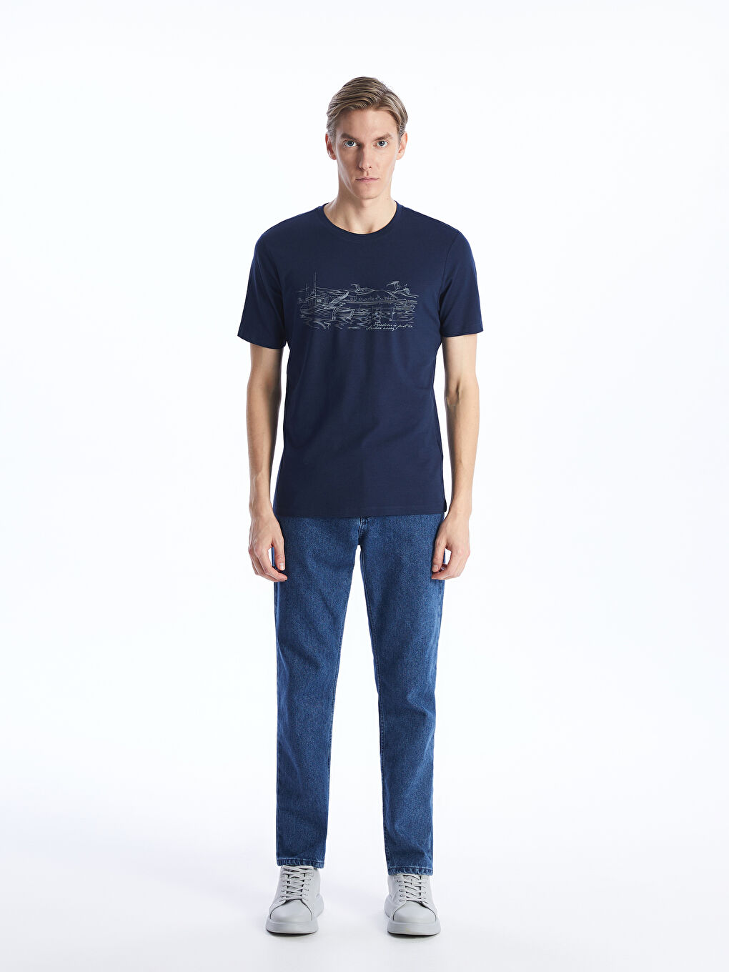 Crew Neck Short Sleeve Printed Combed Cotton Men's T-shirt -S4BG62Z8-SP7