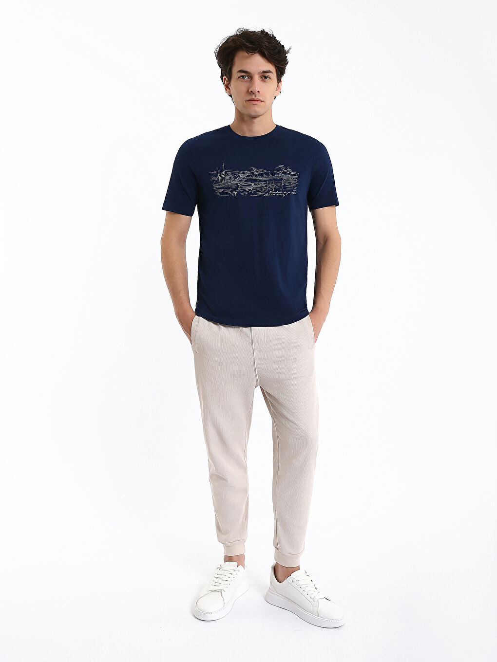 تي شيرت رجال كم قصير كول مدور مطبوع قطن ممشط-2