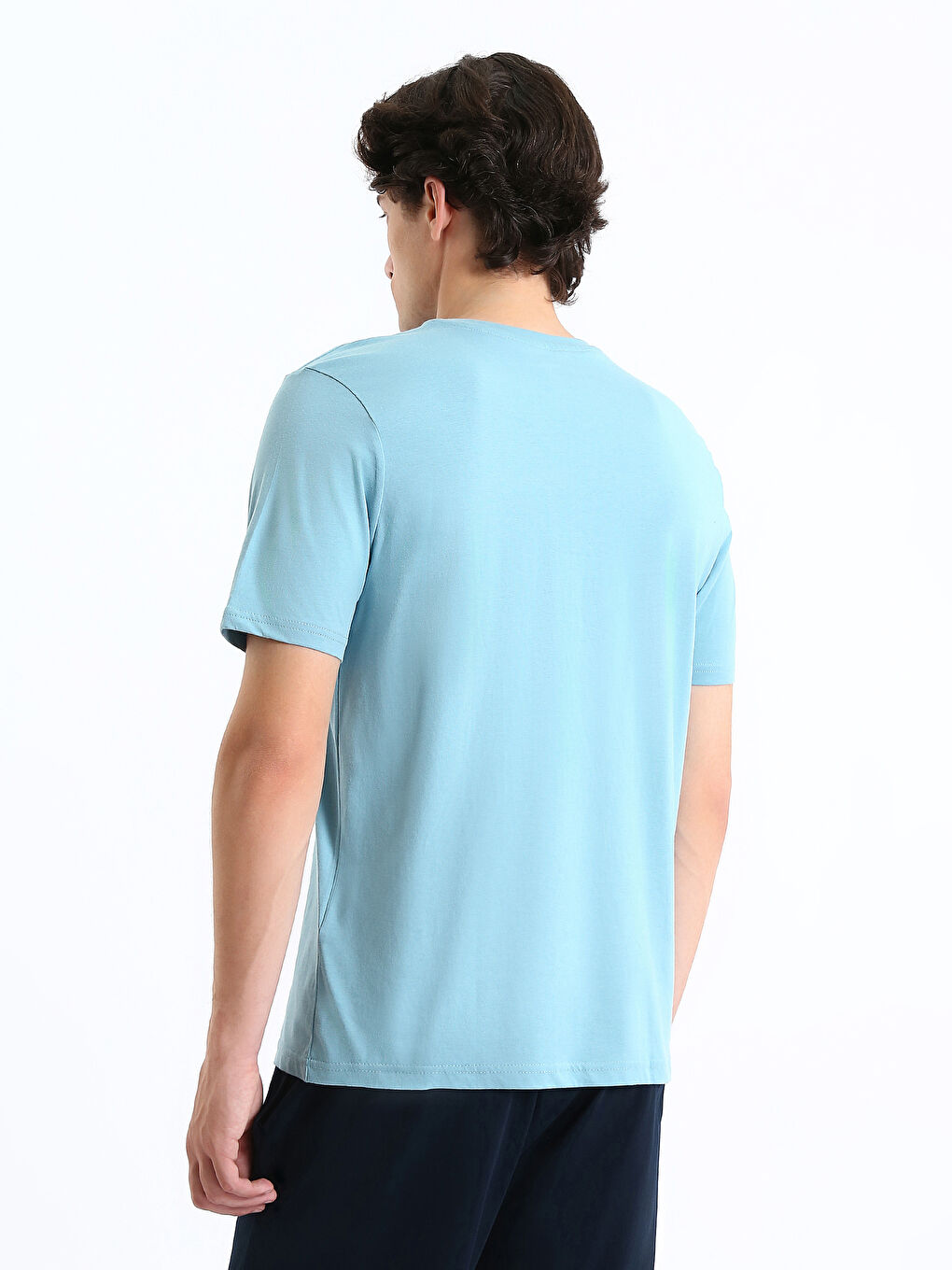 تي شيرت رجال كم قصير كول مدور مطبوع قطن ممشط-8