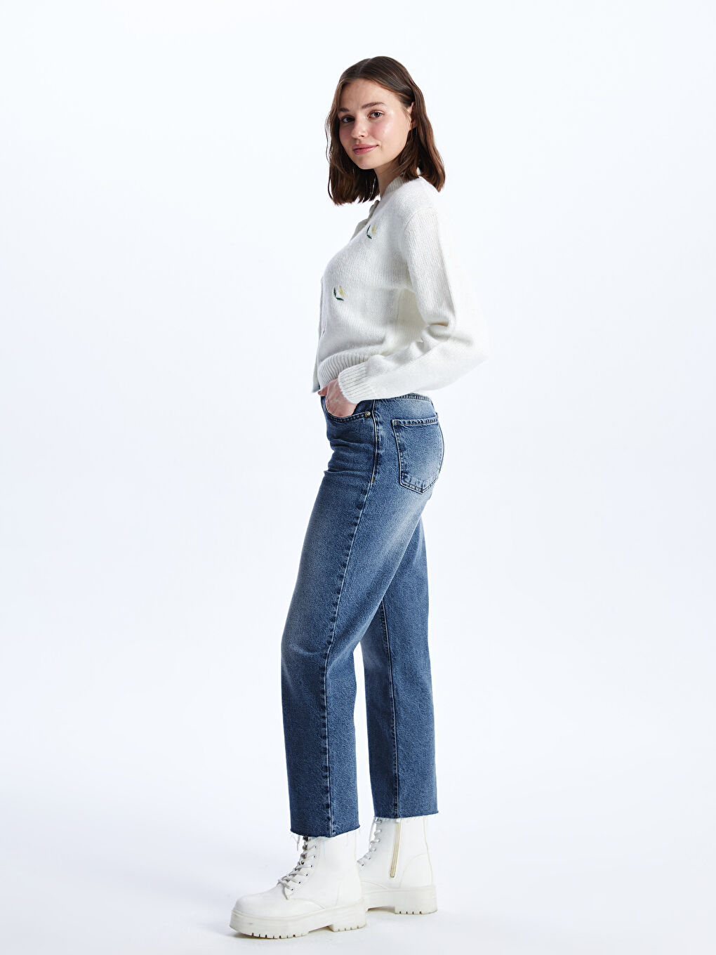 LCW Jeans Orta İndigo Rodeo Straight Fit Kadın Jean Pantolon