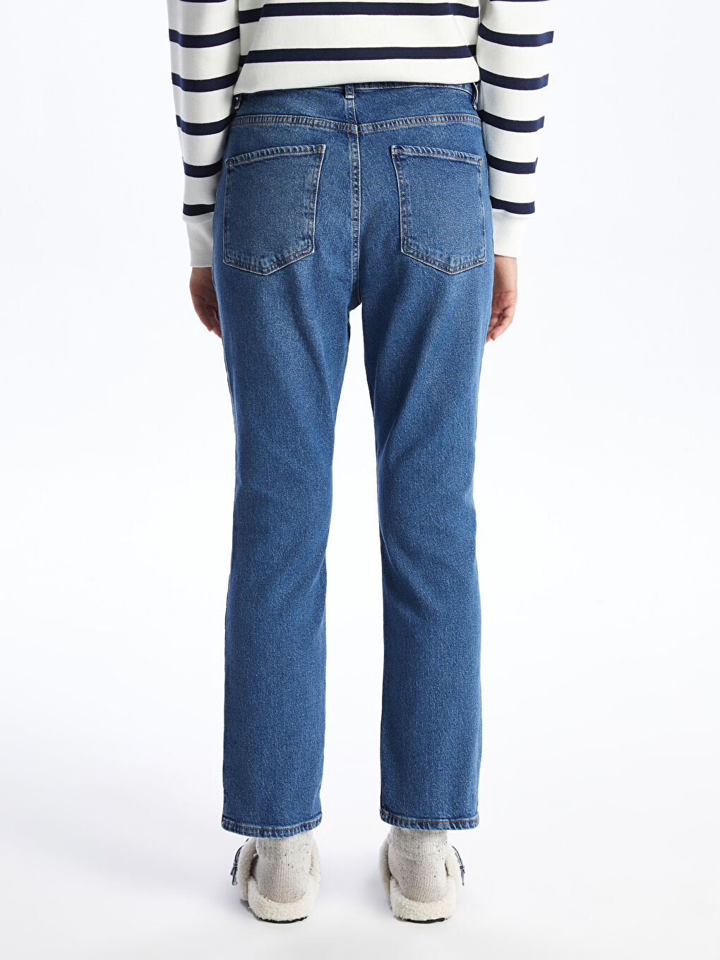 LCW Jeans Orta İndigo Rodeo Straight Fit Kadın Jean Pantolon - 4