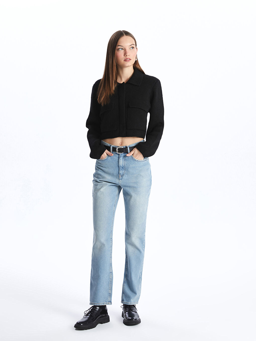 Straight Fit Women's Denim Trousers -S4BG93Z8-507